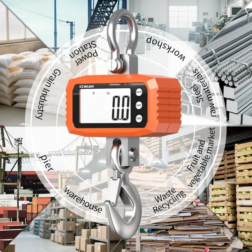 Vista 4 de Báscula digital de grúa y báscula colgante de 2,204.6 lbs - Mango de acero inoxidable de aluminio Multiuso para gimnasio, caza, viajes
