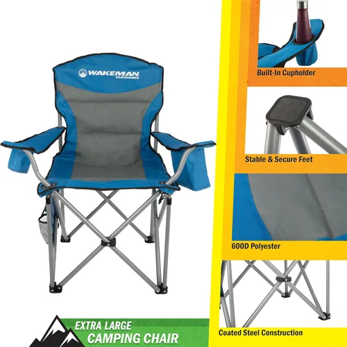 Vista 4 de Wakeman Outdoors - Silla de campamento de gran tamaño, color azul
