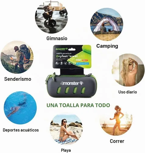 Vista 8 de 4Monster Toalla de camping súper absorbente, toalla de microfibra de secado rápido, ultra compacta y suave, toalla de viaje ligera para mochileros