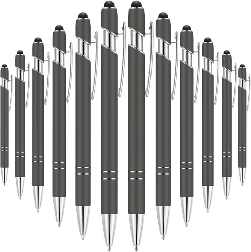 Vista 30 de Tenare 12 piezas 2 en 1 bolígrafo de metal con punta de lápiz capacitivo, bolígrafo de 1,0 mm de tinta negra para pantallas táctiles (color surtido)