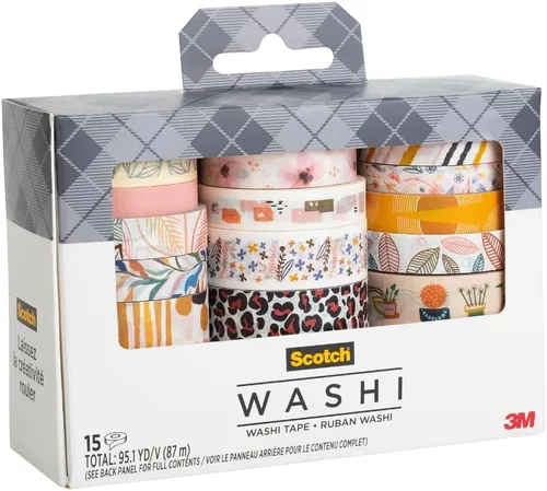 Vista 5 de Scotch Cinta washi, diseño tropical, 5 rollos, ideal para diario de viñetas, álbumes de recortes y decoración de bricolaje (C1017-5-P2)