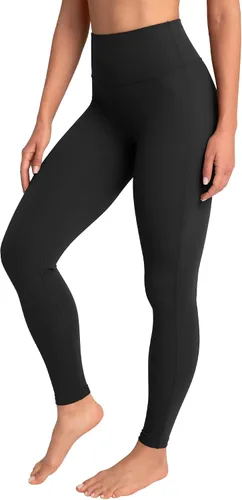 Vista 4 de GYM RAINBOW Leggings de cintura alta para mujer, pantalones de yoga sin costura frontal, control de abdomen, leggings de gimnasio de 28 pulgadas