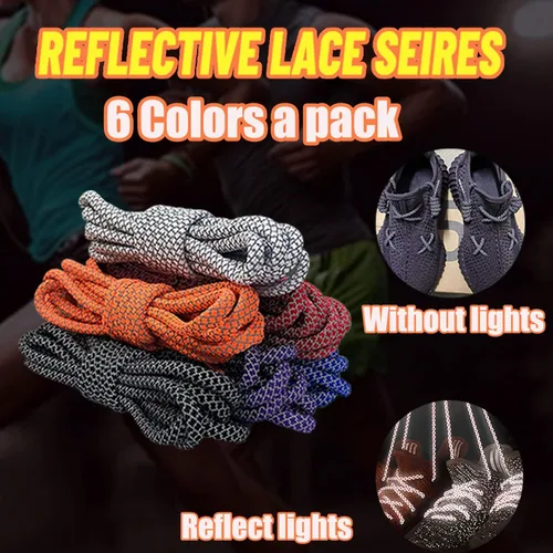 Vista 5 de 6 Pairs Sport Round Shoe Laces Reflective