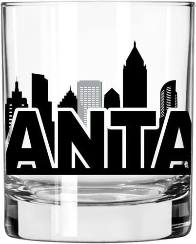 Vista 4 de Toasted Tales - Vaso de whisky Atlanta Skyline Cityscapes Regalo para gente de Atlanta City Vasos de ciudad urbana Old Fashioned Rocks Regalo