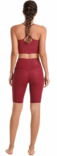 Vista 6 de Sunzel Pantalones cortos de ciclismo de 10 pulgadas, 8 y 5 pulgadas, para mujer, con bolsillos, cintura alta, para yoga, atletismo, gimnasio