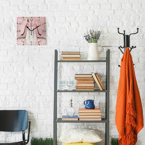 Vista 4 de ALAZA Zapatos de tacón alto de mariposa de 7.9 pulgadas, reloj de pared cuadrado, funciona con pilas, sin tictac, cuarzo silencioso para cocina