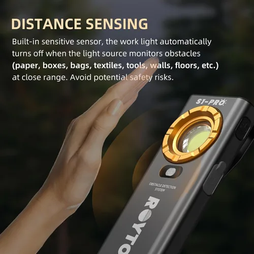 Vista 5 de ROYTOA Linterna de bolsillo recargable EDC Slim Flat Linterna 1200 lúmenes con base magnética y espalda, sensor de proximidad, clip para bolsillo