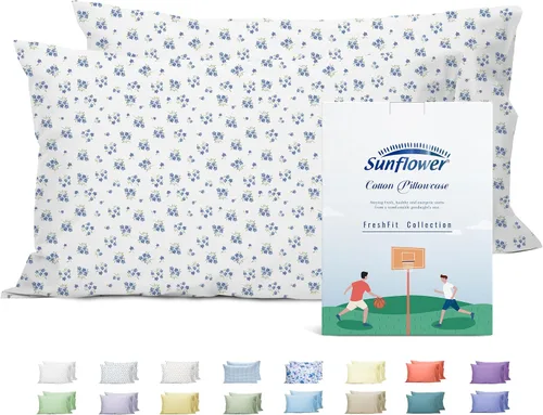 Vista 69 de Sunflower Juego de 2 fundas de almohada tamaño Queen, 100% algodón, 2 fundas de almohada Queen de 20 x 30 pulgadas, color ceniza, suaves