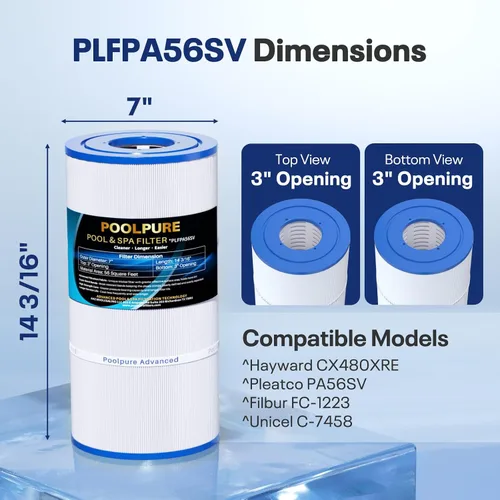 Vista 3 de POOLPURE Repuesto para filtro de piscina Hayward CX480XRE, Pleatco PA56SV-PAK4, Ultral-A4, Unicel C-7458, Filbur FC-1223, FC-6420, Hayward SwimClear