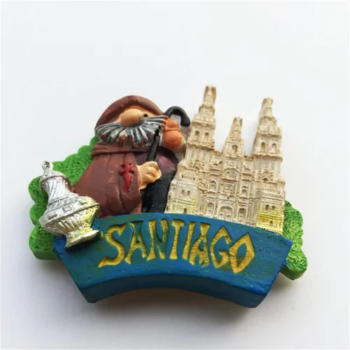 Vista 2 de Santiago Chile - Imán para nevera, recuerdo de viaje, decoración de nevera, calcomanía magnética pintada a mano, colección artesanal