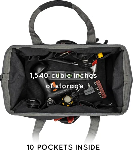Vista 4 de Coreflex Bolsa de herramientas de 14 pulgadas de boca ancha, bolsa de equipo, de múltiples propósitos - para plomeros, electricistas, manitas