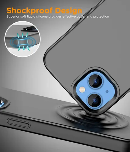 Vista 5 de Funda para iPhone 13 con protector de pantalla, antiarañazos, funda de silicona líquida para iPhone 13, funda protectora a prueba de golpes, funda