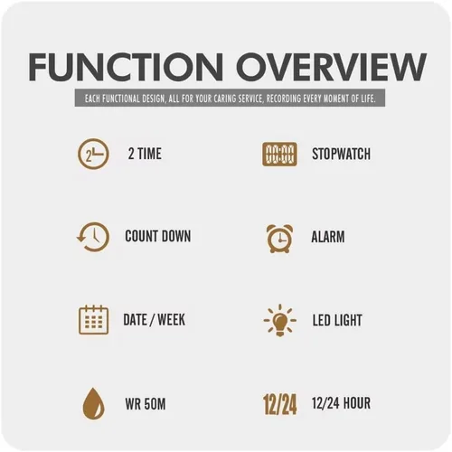 Vista 6 de Gosasa Unisex Digital Watch Women Men Multifunction Outdoor Sport Watches Casual Silicone Strap Stopwatch Alarm Countdown Dual Time 50M Waterproof