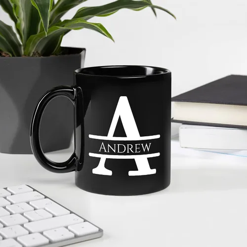 Vista 3 de Taza de café personalizada con monograma, letra inicial A personalizada para mujeres, hombres, niñas, niños, papás, mamás amigos, taza de café