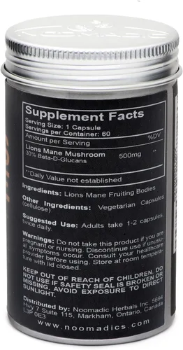 Vista 2 de Hongos melena de león, 60 cápsulas 500 mg cada uno, factor de crecimiento nervioso (NGF) y nootrópico (Focus, memoria, BDNF), extracto de agua