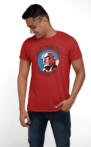 Vista 8 de Pop Threads Sagat Street Fighter Camiseta Muay Thai Master Arcade Graphic Hombres Tee
