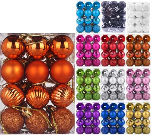 Vista 66 de Emopeak - Juego de 24 esferas navideñas, ornamentos irrompibles, 4 estilos, decoración colgante para árbol de Navidad, boda o fiesta