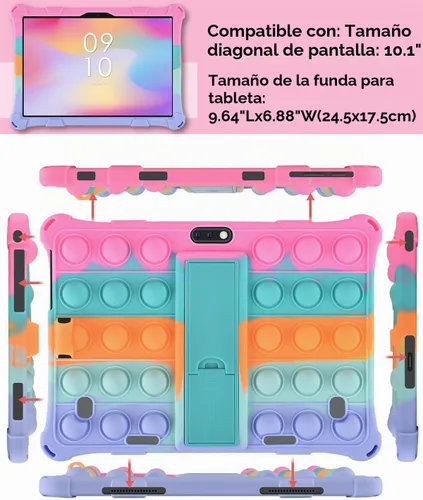 Vista 3 de DETUOSI - Funda de silicona para tablet de 10,1 pulgadas, multiángulo, color negro with Shoulder Strap and Stylus Pen, Adjustable Stand, Built-in