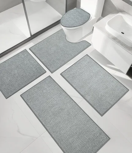 Vista 19 de Chakme Juego de 2 alfombras de baño ultrafinas, absorbentes, antideslizantes, lavables a máquina, color negro, 17 x 24 pulgadas / 17 x 30 pulgadas