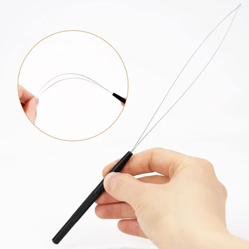 Vista 3 de NEWISHTOOL Herramienta de gancho de acero inoxidable para extensión de cabello, herramienta de gancho de tracción de alambre y herramienta