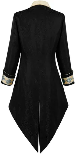 Vista 2 de Apocrypha Abrigo medieval steampunk para hombre, chaqueta victoriana de piratas victorianas