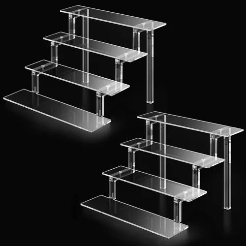 Vista 7 de Kcrystenia Perfume Organizer Stand, 4 Tier Display Riser Shelf Compatible with Funko POPs Amiibo Nendoroids, Clear Acrylic Risers Display Stand