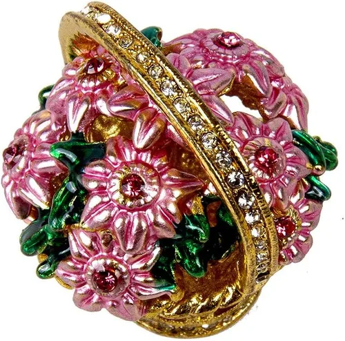 Vista 9 de Caja de regalo de joyería para collar, huevo de Faberge, adorno doble, caja de joyería de huevo imperial rojo (mediana), 3.35 x 2.2 pulgadas