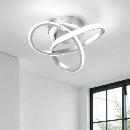 Vista 13 de CANEOE Moderna lámpara LED de techo, luz diurna blanca de 4500 K, lámpara de techo semiempotrada para dormitorio, baño, cocina, balcón, lavandería