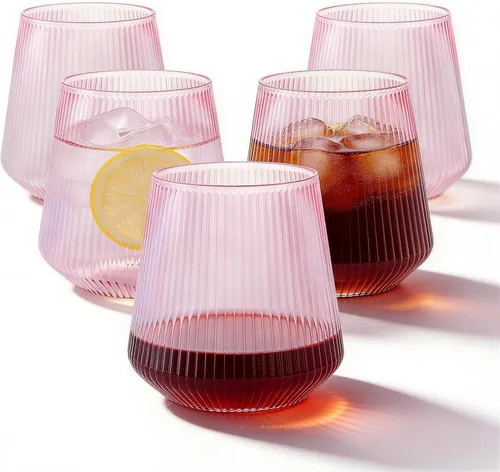 Vista 13 de BESTSTAR 36 Piezas Copas de Vino de Plástico Transparente Acanalado de 12 onzas, Copas de Champán Desechables de Origami Onduladas, Elegantes Vasos