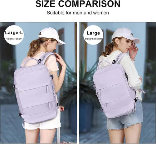 Vista 8 de coowoz Mochila de viaje grande para mujeres y hombres,Mochila de transporte,Mochila de senderismo impermeable para deportes al aire libre, Púrpura
