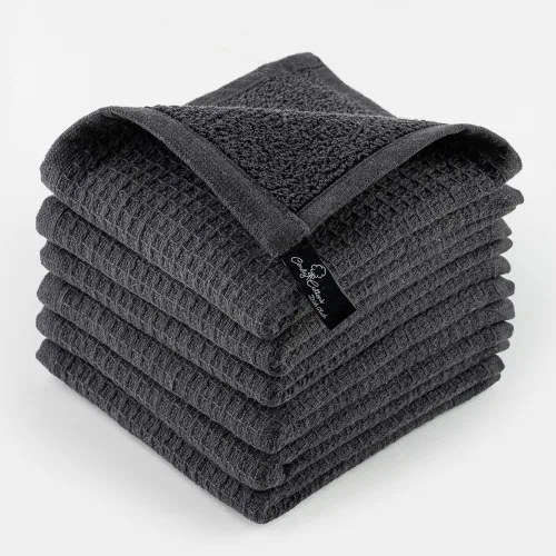 Vista 15 de Paños de limpieza de platos de cocina, paños de cocina con diseño de toalla de gofre, trapos de algodón lavables de 12 x 12 pulgadas para secar