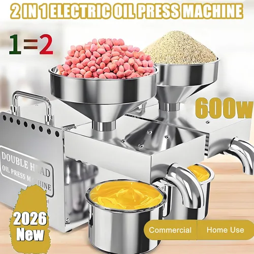 Vista 2 de Máquina de prensa de aceite eléctrica de doble salida, rendimiento de nueces duras/semillas - Extractor automático de aceite - Máquina expulsora