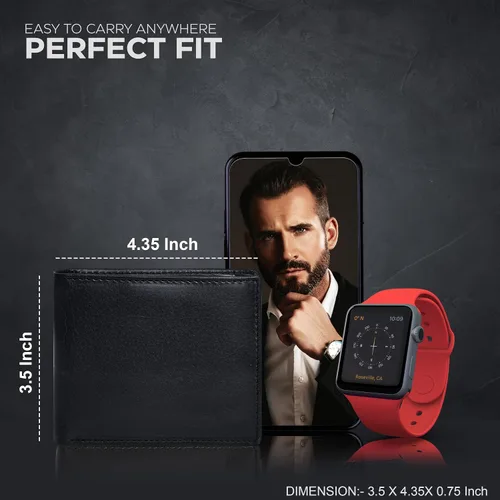 Vista 6 de Carteras RFID delgadas para hombres - Cartera de bolsillo frontal de piel genuina