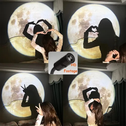 Vista 9 de Proyector de Luz Nocturna de Luna Sin Decoloración, Lámpara de Luna con Alimentación USB, Proyector de Luz Nocturna de Ambiente Romántico