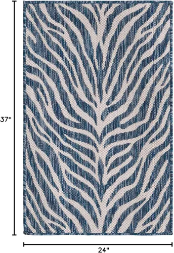Vista 2 de Unique Loom Outdoor Safari Collection - Alfombra de área - Tsavo (2' x 3' 1", rectangular, azul/marfil)