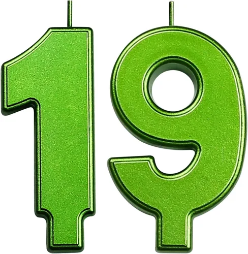 Vista 225 de DERVENTA Vela Grande de Cumpleaños Número 3D Verde Luminoso de 3.7 Pulgadas Celebración de Fiesta Aniversario Decoración Adorno para Pastel 1 Pieza