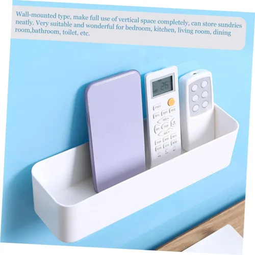 Vista 4 de Uonlytech 2 cajas de almacenamiento autoadhesivas de pared con control remoto y soporte para bolígrafo, para organización del hogar, no requiere