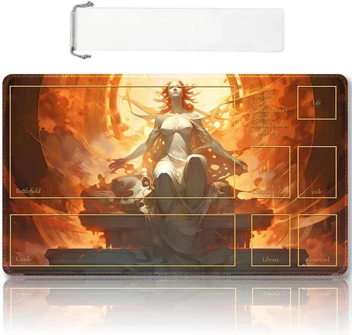 Vista 10 de Tapete de juego MTG cosido de alta calidad con zonas y parte trasera de goma antideslizante, tapete de juego TCG para MTG y otros juegos de cartas