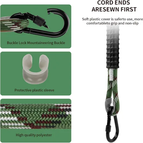 Vista 4 de Hamaca de cuerda de columpio de árbol resistente, correas ajustables extensibles para colgar, mosquetones de 1000 libras para todos los columpios