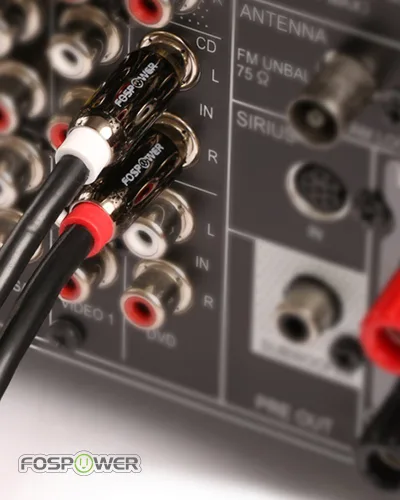 Vista 2 de FosPower Cable 2 RCA M/M de audio estéreo [24 K chapado en oro núcleo de cobre], conector 2RCA macho a 2RCA macho [izquierda / derecha]