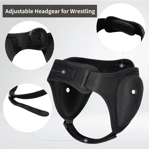Vista 4 de Casco de lucha para BJJ MMA Jiu Jitsu Protector de Oído Ajustable para Jóvenes Adultos