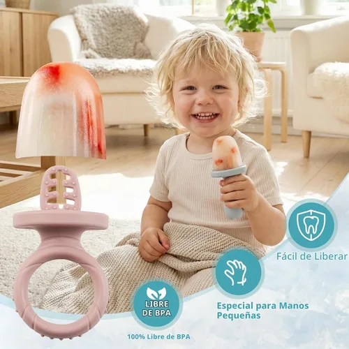 Vista 2 de Moldes de silicona para paletas de bebé, mini moldes para niños Beige y Rosa