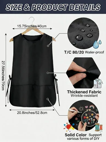 Vista 3 de TFTAFAN Delantal Cobbler Unisex Impermeable Delantal con 2 Bolsillos Profundos Art Smock para Pintar Limpieza Artiest Delantal Trabajo Cocina