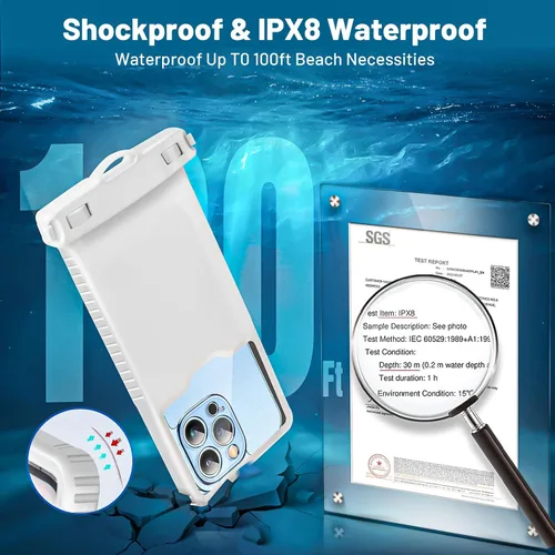 Vista 3 de Niveaya Funda impermeable para teléfono, funda impermeable compatible con iPhone 15, 14, 13, 12 Pro Max de hasta 7 pulgadas, IPX8, accesorios