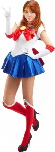 Vista 3 de Traje de cosplay para adultos, Sailor Moon Tsukino Usagi, 7 piezas