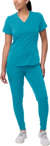 Vista 8 de Adar Pro - Conjunto de uniforme médico atlético moderno para mujer Tela elástica en 4 direcciones, resistente al olor y a las arrugas, ajuste a