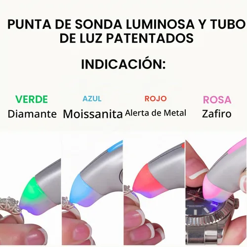 Vista 7 de GemOro Testerossa - Probador de diamantes parlantes, moissanita y zafiro blanco, plateado