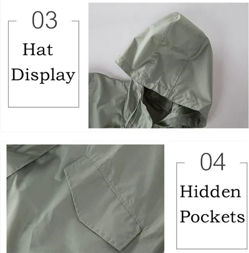 Vista 4 de Impermeable para mujer ligera transpirable impermeable con capucha para senderismo impermeable color morado talla M
