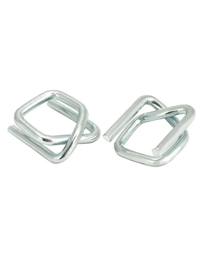 Vista 2 de QWORK Hebilla de alambre de metal, 1/2" de ancho, paquete de 200, plata, para fleje de polipropileno
