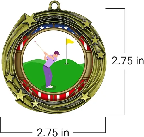 Vista 4 de All Quality Medalla de diseño de estrellas en remolino de golf - 1º, 2º, 3er lugar